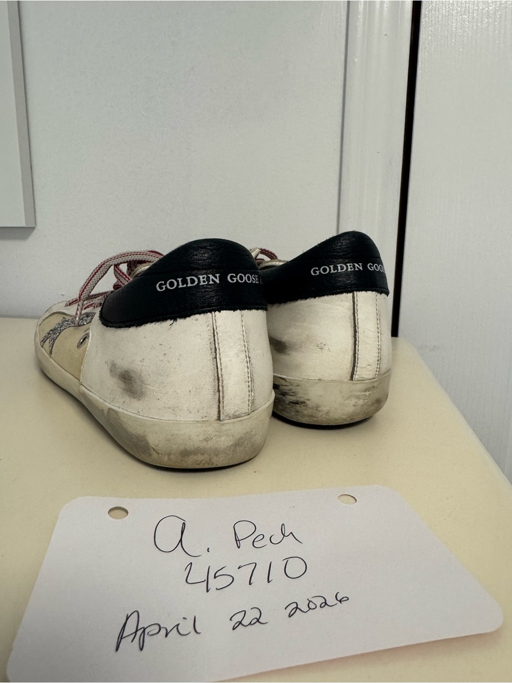 Golden Goose White, Beige & Silver Star Low-Top Sneakers - Picture 7 of 7